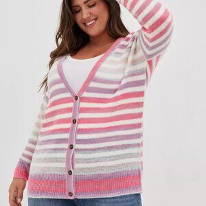 Torrid Striped Longsleeve Boyfriend Cardigan Sweater size 3 (22/24) NWT
